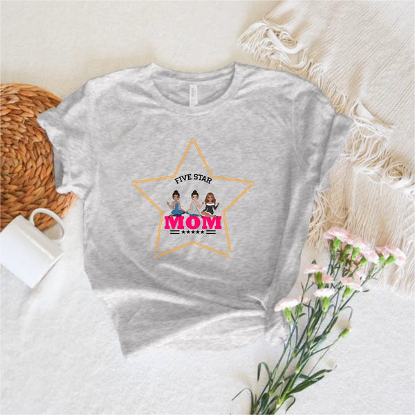 Five Star Mom with Daughter's and Son's Custom Personalize Unique Mother's Day Gift T-shirt