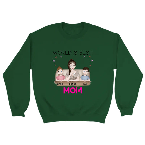 World's Best Mom with Kids Custom Personalize Mother's Day Gift Classic Unisex Crewneck Sweatshirt