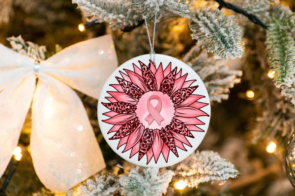 Breast Cancer Ornament, Christmas Ornament, Cancer Ornament, Pink Ribbon Ornament, Cancer Survivor Gift, Cancer Awareness Ornament