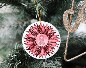 Breast Cancer Ornament, Christmas Ornament, Cancer Ornament, Pink Ribbon Ornament, Cancer Survivor Gift, Cancer Awareness Ornament