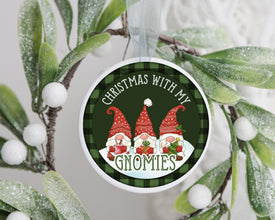 Christmas With My Gnomies Ornament, Custom Christmas Ornament, Gnomes Ornament, Custom Family Tree Keepsake, Ceramic Ornament,Christmas Gift