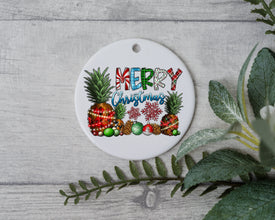 Merry Christmas Ornament, Pineapple Xmas, Happy New Year Ornament, Holidays Ornament, Custom Christmas Ornament, Gnomes Ornament