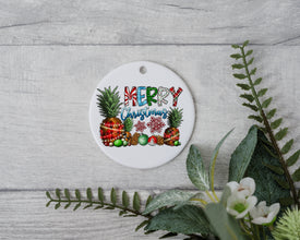 Merry Christmas Ornament, Pineapple Xmas, Happy New Year Ornament, Holidays Ornament, Custom Christmas Ornament, Gnomes Ornament