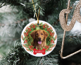 Personalized Pet Ornament With Name,  Custom Dog Christmas Ornament, Photo Ornament, Personalization Ornament, Pet Portrait Name Gift