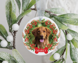 Personalized Pet Ornament With Name,  Custom Dog Christmas Ornament, Photo Ornament, Personalization Ornament, Pet Portrait Name Gift