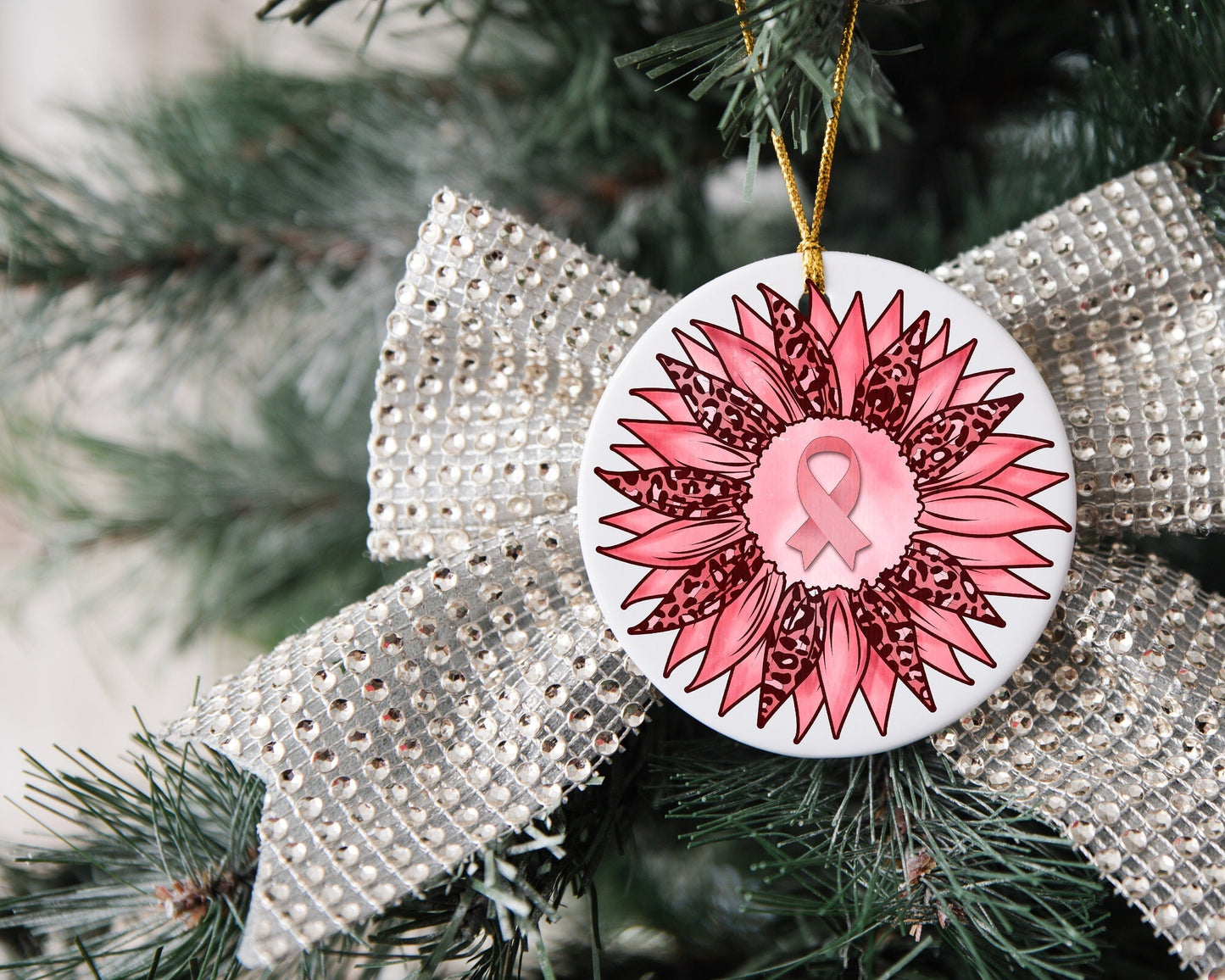 Breast Cancer Ornament, Christmas Ornament, Cancer Ornament, Pink Ribbon Ornament, Cancer Survivor Gift, Cancer Awareness Ornament