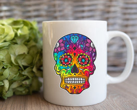 Sugar Skull Coffee Mug, Day Of The Dead Celebration Mug, Día de los Muertos Mug, Colorful Skull Mugs, Gift Mug, Custom Mugs