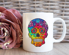 Sugar Skull Coffee Mug, Day Of The Dead Celebration Mug, Día de los Muertos Mug, Colorful Skull Mugs, Gift Mug, Custom Mugs