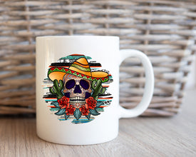 Sombrero Skull Coffee Mug, Day Of The Dead Celebration Mug, Día de los Muertos Mug, Colorful Skull Mugs, Gift Mug, Custom Mugs