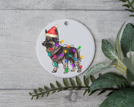 German Shepherd Christmas Light, Personalized Pet Ornament W/ Name, Custom Dog Christmas Ornament, Personalized Ornament, Dog W/ Santa Hat