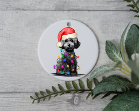 Poodle Christmas, Personalized Pet Ornament W/ Name, Custom Dog Christmas Ornament, Personalized Ornament, Dog W/ Santa Hat, Santa's Helper