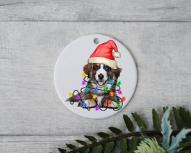 Shepherd Dog Christmas, Personalized Pet Ornament W/ Name, Custom Dog Christmas Ornament, Dog Ornament, Dog W/ Santa Hat, Santa's Helper