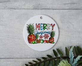 Merry Christmas Ornament, Pineapple Xmas, Happy New Year Ornament, Holidays Ornament, Custom Christmas Ornament, Gnomes Ornament