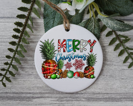 Merry Christmas Ornament, Pineapple Xmas, Happy New Year Ornament, Holidays Ornament, Custom Christmas Ornament, Gnomes Ornament