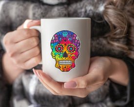 Sugar Skull Coffee Mug, Day Of The Dead Celebration Mug, Día de los Muertos Mug, Colorful Skull Mugs, Gift Mug, Custom Mugs