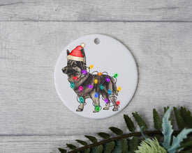 German Shepherd Christmas Light, Personalized Pet Ornament W/ Name, Custom Dog Christmas Ornament, Personalized Ornament, Dog W/ Santa Hat