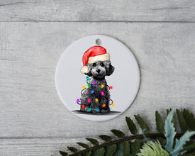 Poodle Christmas, Personalized Pet Ornament W/ Name, Custom Dog Christmas Ornament, Personalized Ornament, Dog W/ Santa Hat, Santa's Helper