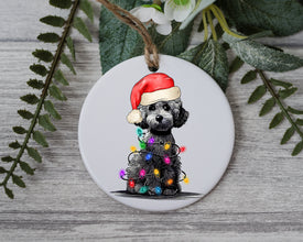 Poodle Christmas, Personalized Pet Ornament W/ Name, Custom Dog Christmas Ornament, Personalized Ornament, Dog W/ Santa Hat, Santa's Helper