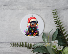 Rottweiler Dog Christmas, Personalized Pet Ornament W/ Name, Custom Dog Christmas Ornament, Dog Ornament, Dog W/ Santa Hat, Santa's Helper