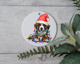 Shepherd Dog Christmas, Personalized Pet Ornament W/ Name, Custom Dog Christmas Ornament, Dog Ornament, Dog W/ Santa Hat, Santa's Helper