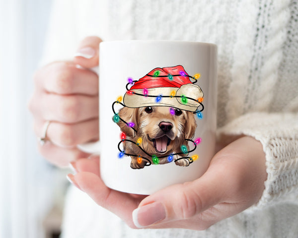 Golden Retriever  Xmas Mug, Personalized Pet Mug With Name, Custom Dog Christmas Gift Mug, Dog with Santa Hat, Golden Retriever Owner Gift