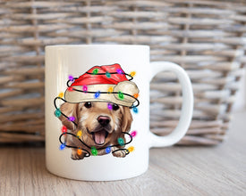 Golden Retriever  Xmas Mug, Personalized Pet Mug With Name, Custom Dog Christmas Gift Mug, Dog with Santa Hat, Golden Retriever Owner Gift