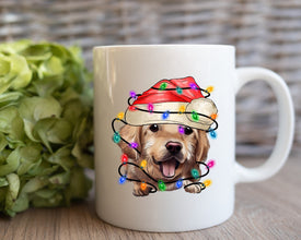 Golden Retriever  Xmas Mug, Personalized Pet Mug With Name, Custom Dog Christmas Gift Mug, Dog with Santa Hat, Golden Retriever Owner Gift