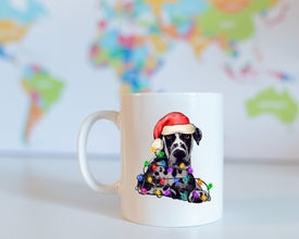 Great Dane Xmas Mug, Personalized Pet Mug With Name, Custom Dog Christmas Gift Mug, Dog with Santa Hat, Great Dane Owner Gift