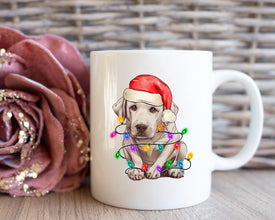 Labrador Retriever Xmas Mug, Personalized Pet Mug With Name, Custom Dog Christmas Gift Mug, Dog with Santa Hat, Labrador Retriever Gift Mug