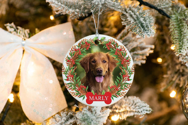 Personalized Pet Ornament With Name,  Custom Dog Christmas Ornament, Photo Ornament, Personalization Ornament, Pet Portrait Name Gift