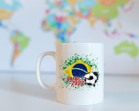 Qatar World Cup 2022, Brasil Fan Soccer Mug, Qatar 2022, Brasil Flag Coffee Mug, Football National Team Coffee Mug, Gifts For Him&Her