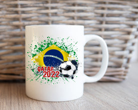 Qatar World Cup 2022, Brasil Fan Soccer Mug, Qatar 2022, Brasil Flag Coffee Mug, Football National Team Coffee Mug, Gifts For Him&Her