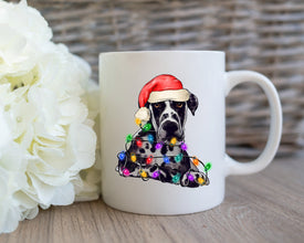 Great Dane Xmas Mug, Personalized Pet Mug With Name, Custom Dog Christmas Gift Mug, Dog with Santa Hat, Great Dane Owner Gift