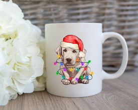 Labrador Retriever Xmas Mug, Personalized Pet Mug With Name, Custom Dog Christmas Gift Mug, Dog with Santa Hat, Labrador Retriever Gift Mug