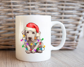 Labrador Retriever Xmas Mug, Personalized Pet Mug With Name, Custom Dog Christmas Gift Mug, Dog with Santa Hat, Labrador Retriever Gift Mug