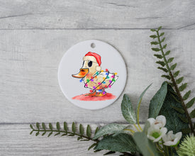 Mini Ducky with Santa Hat and Light, Mini Ducky Christmas Ornament, Christmas Gift Ornament, Santa Helper with Santa Hat, Christmas Light