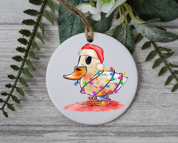 Mini Ducky with Santa Hat and Light, Mini Ducky Christmas Ornament, Christmas Gift Ornament, Santa Helper with Santa Hat, Christmas Light