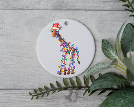 Baby Giraffe with Santa Hat and Light, Baby Giraffe Christmas Ornament, Christmas Gift Ornament, Santa Helper with Santa Hat,Christmas Light