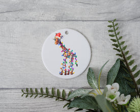 Baby Giraffe with Santa Hat and Light, Baby Giraffe Christmas Ornament, Christmas Gift Ornament, Santa Helper with Santa Hat,Christmas Light