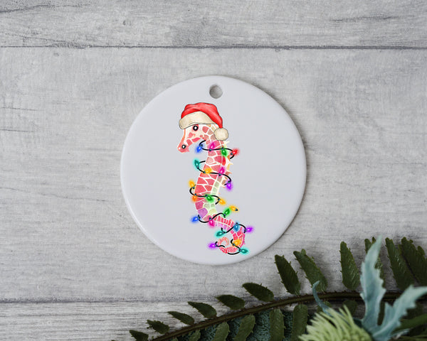 Baby Sea Horse with Santa Hat/Light, Baby Sea Horse Christmas Light, Christmas Gift Ornament, Santa Helper with Santa Hat, Christmas Light