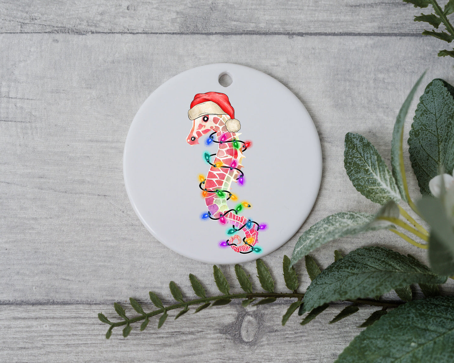 Baby Sea Horse with Santa Hat/Light, Baby Sea Horse Christmas Light, Christmas Gift Ornament, Santa Helper with Santa Hat, Christmas Light