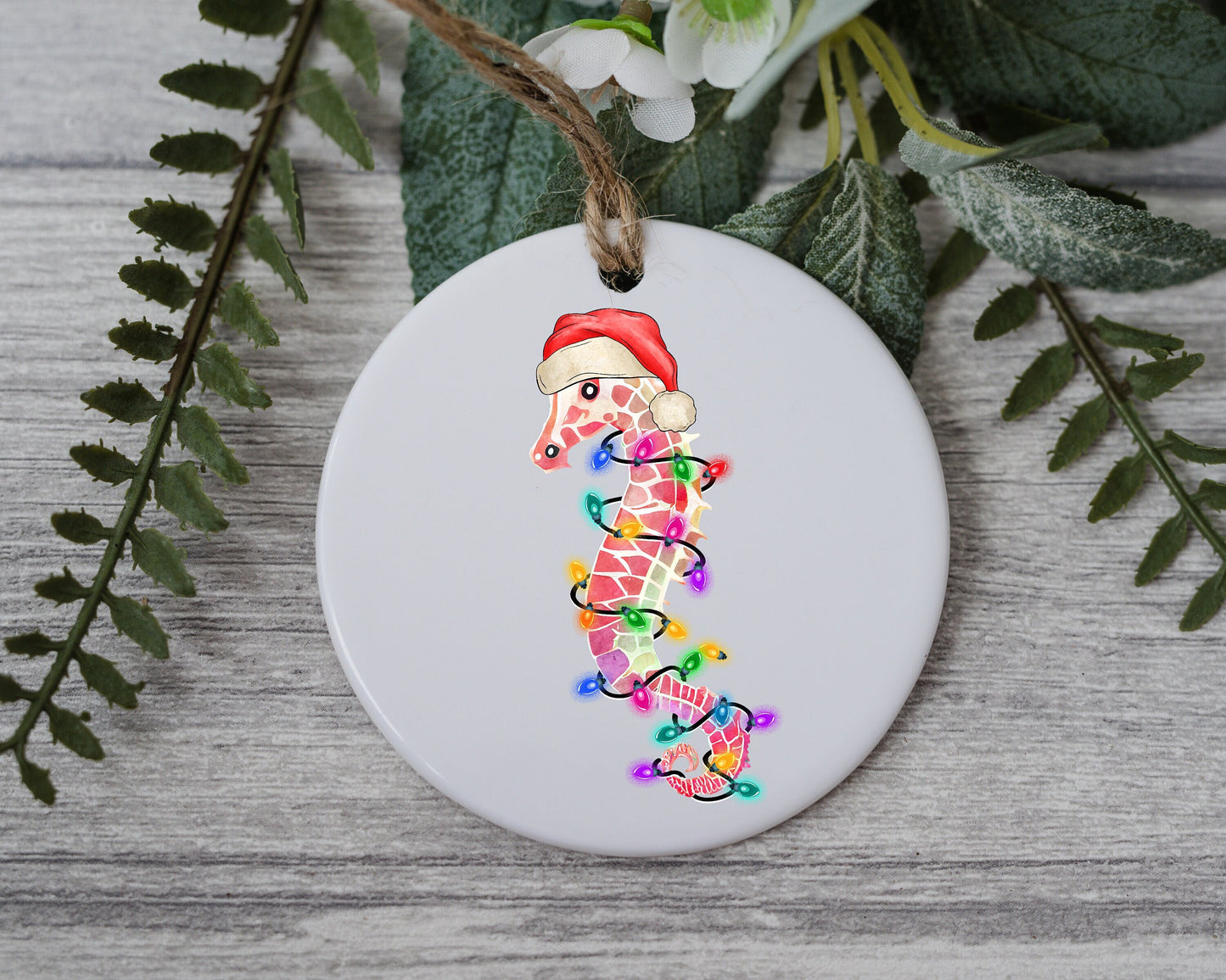 Baby Sea Horse with Santa Hat/Light, Baby Sea Horse Christmas Light, Christmas Gift Ornament, Santa Helper with Santa Hat, Christmas Light