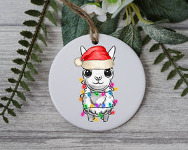 Baby Lama with Santa Hat/Light, Baby Lama Christmas Light Ornament, Christmas Gift Ornament, Santa Helper with Santa Hat, Christmas Light