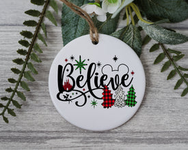 Believe in Disney Xmas Ornament, 2022 Disney World Christmas Ornament, Disney Christmas Ornament, Christmas Gift, Disney Xmas Gift Ornament