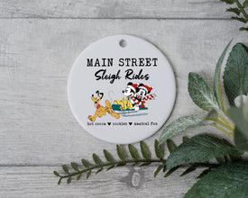 Main Street Sleigh Rides Christmas Ornament - Hot Cocoa , Cookies and Magical Fun Xmas Ornament - Cute Duo Couple With Best Dog Ever Gift!