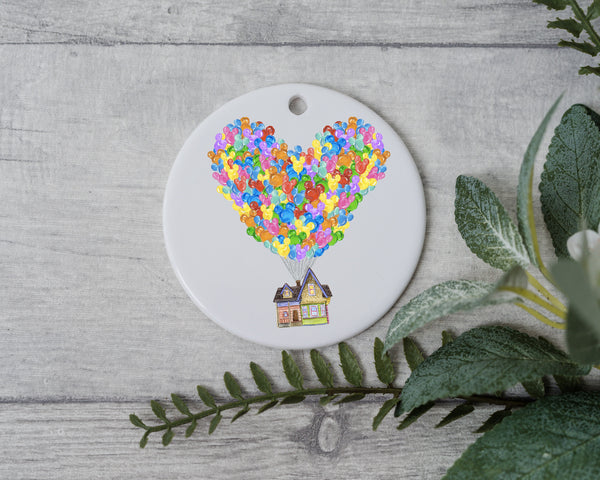 UP! Christmas Ornament - Float Away House With Mouse Ear Balloons 2023 Christmas Gift - Charming Customizable Ornament Gift For Loved Ones!