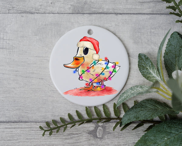 Mini Ducky with Santa Hat and Light, Mini Ducky Christmas Ornament, Christmas Gift Ornament, Santa Helper with Santa Hat, Christmas Light