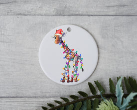 Baby Giraffe with Santa Hat and Light, Baby Giraffe Christmas Ornament, Christmas Gift Ornament, Santa Helper with Santa Hat,Christmas Light