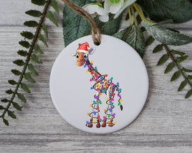 Baby Giraffe with Santa Hat and Light, Baby Giraffe Christmas Ornament, Christmas Gift Ornament, Santa Helper with Santa Hat,Christmas Light