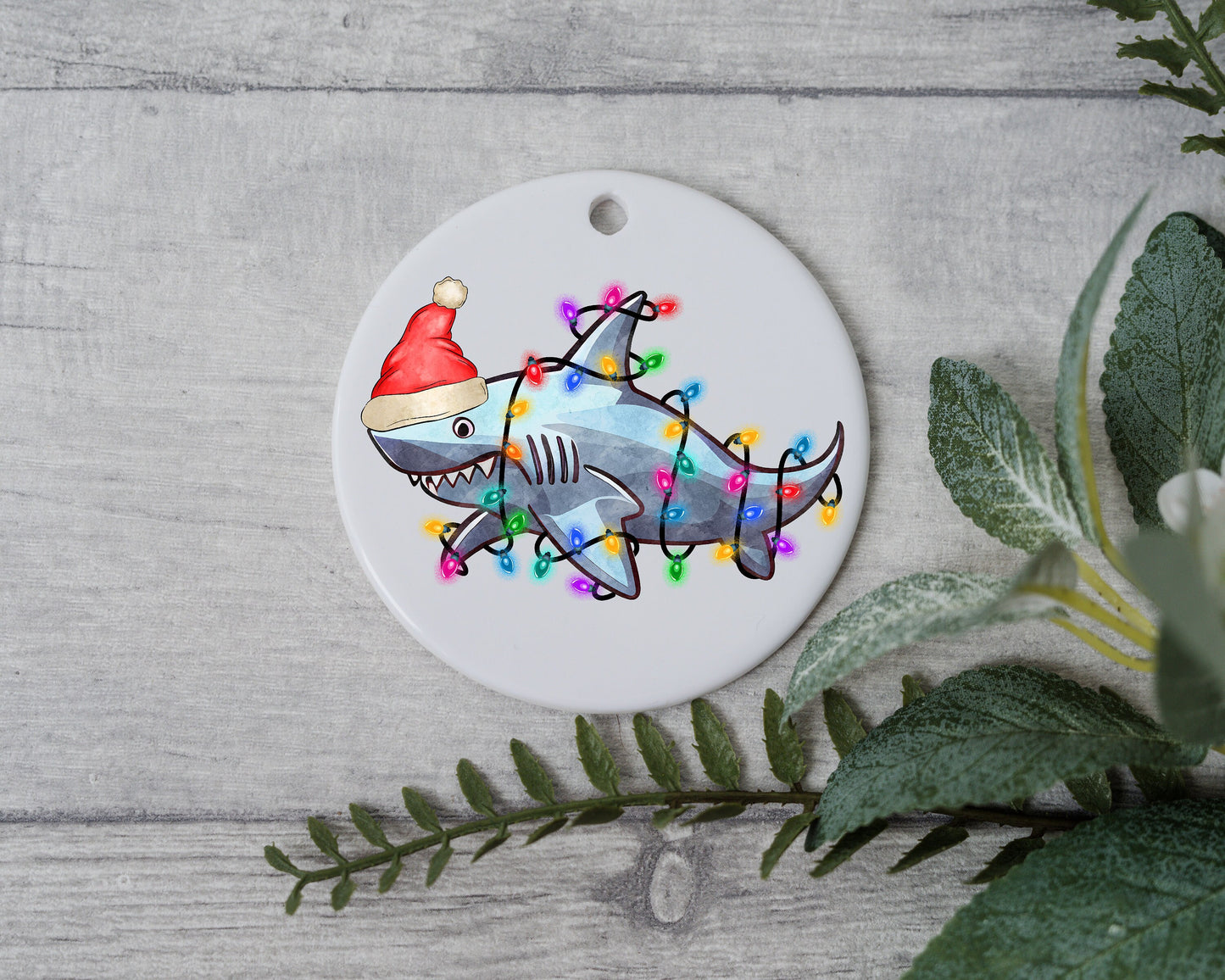 Baby Shark with Santa Hat/Light, Baby Shark Christmas Ornament, Christmas Gift Ornament, Santa Helper with Santa Hat, Christmas Light